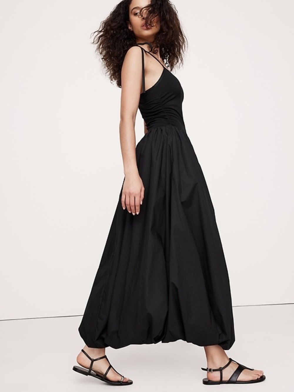 BANANA REPUBLIC MIXED MEDIA BUBBLE-HEM MAXI DRESS